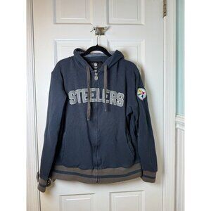 NFL Pro Line Men's Thermal Pittsburgh Steelers Full Zip Up with Hood Size Large